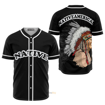 Chief Native American Black And White - Baseball Jersey
