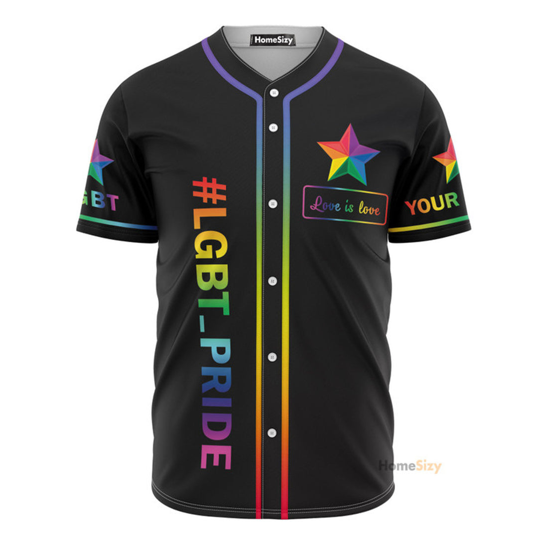 Custom Name LGBT Pride Power - Personalized Baseball Jersey