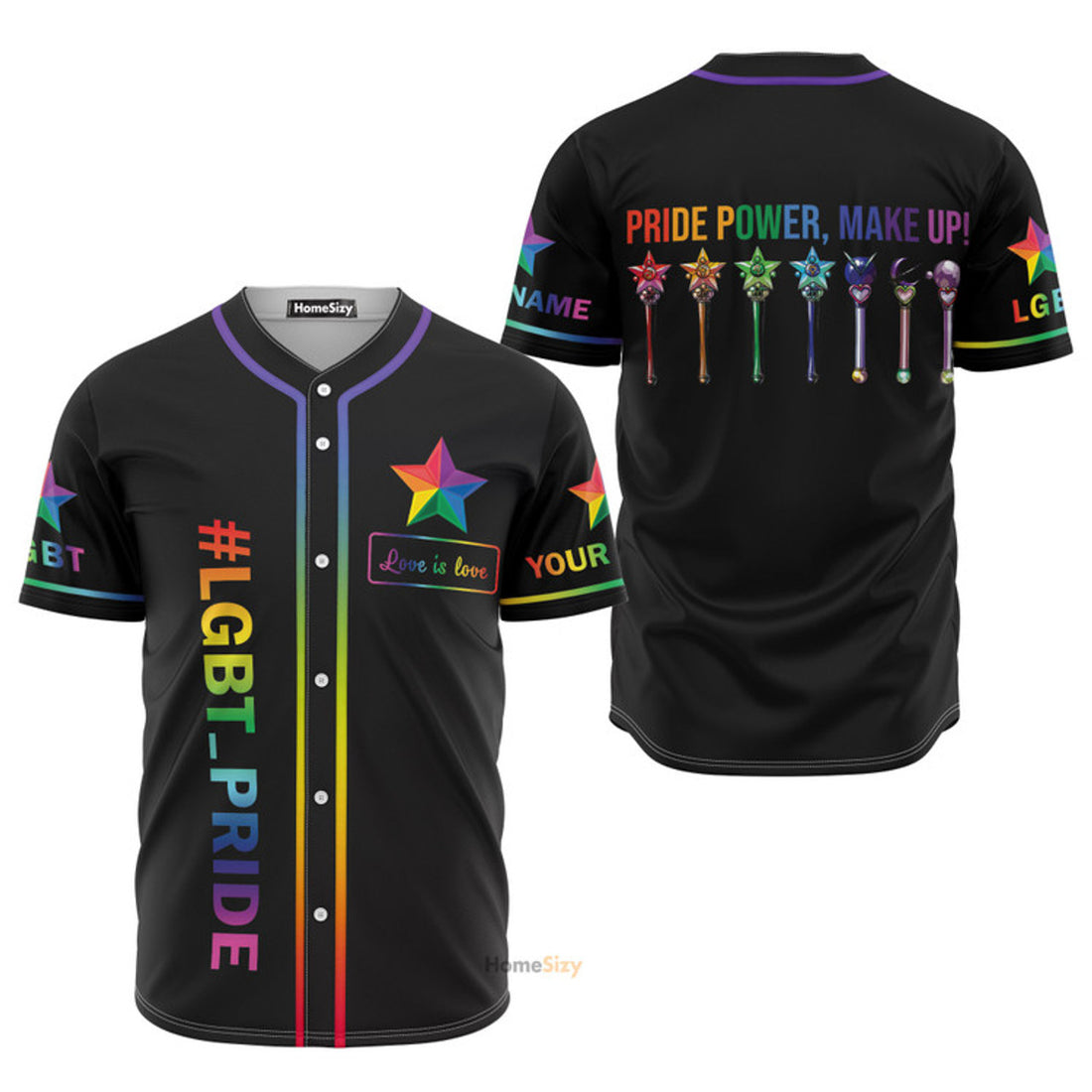 Custom Name LGBT Pride Power - Personalized Baseball Jersey