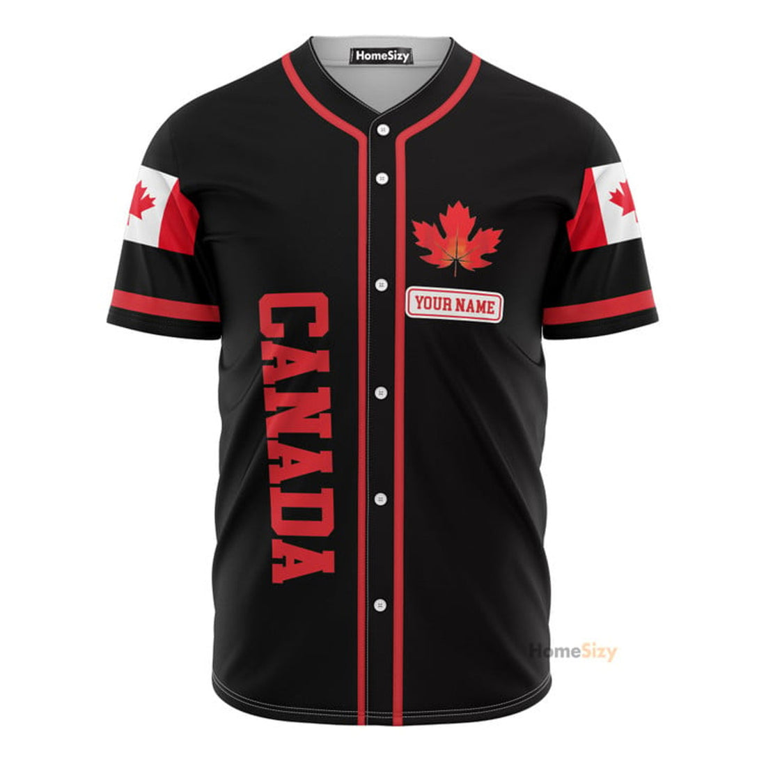 Custom Name Canada Red Maple Leaf - Personalized Baseball Jersey