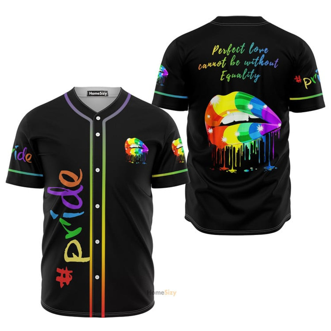 Lgbt Pride Rainbow Lips- Baseball Jersey