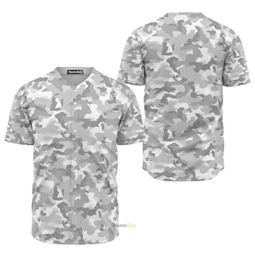 White Snow Camouflage - Baseball Jersey
