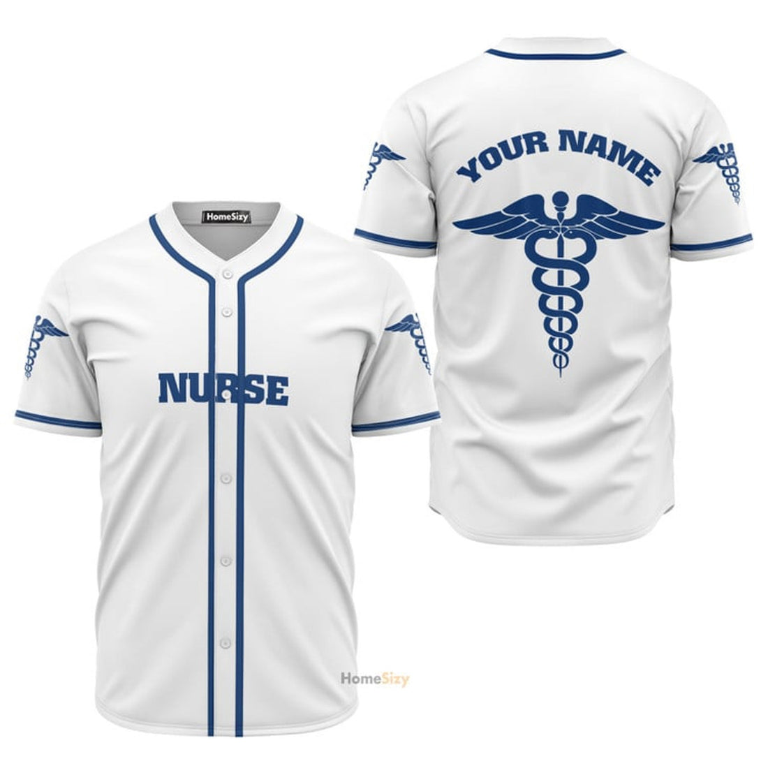 Custom Nurse Blue And White - Baseball Jersey