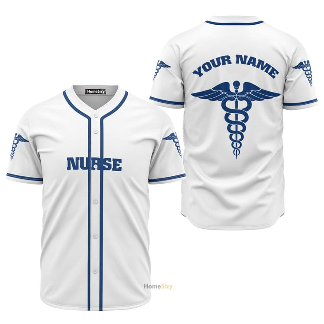 Custom Nurse Blue And White - Baseball Jersey