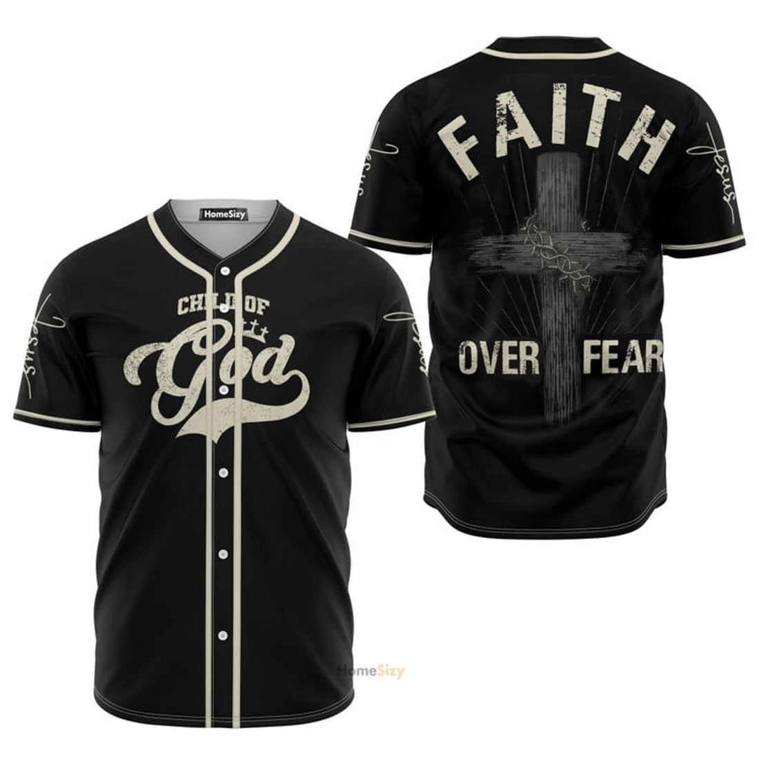 Jesus Faith Over Fear - Baseball Jersey