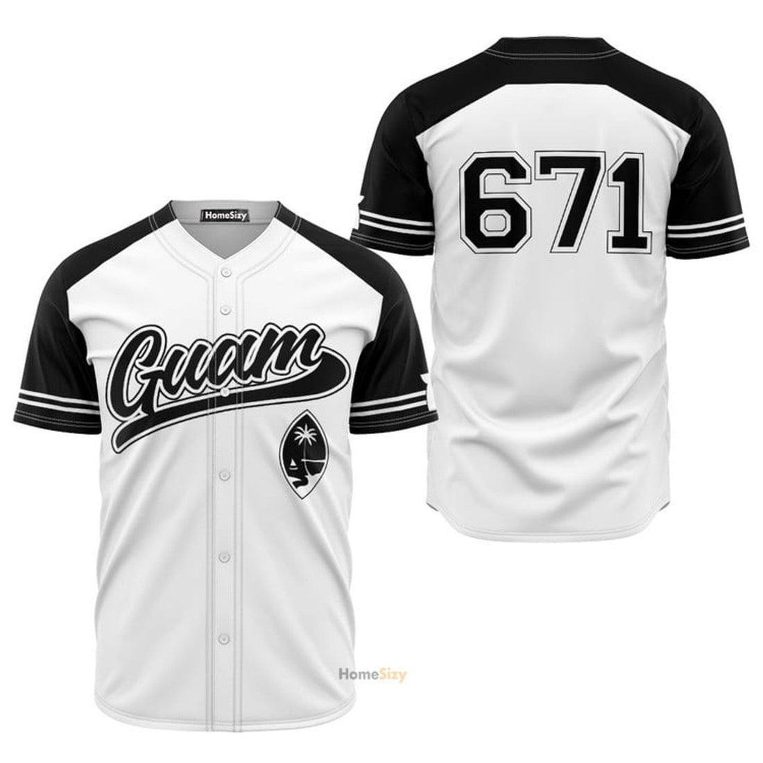 Guam Black and White - Baseball Jersey