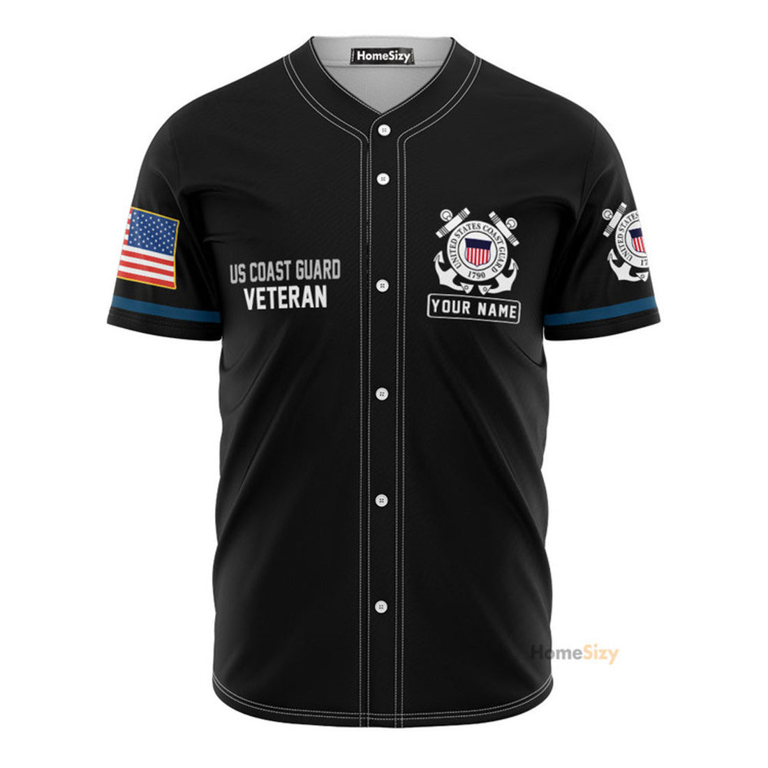 Custom Name US Coast Guard Veteran - Personalized Baseball Jersey