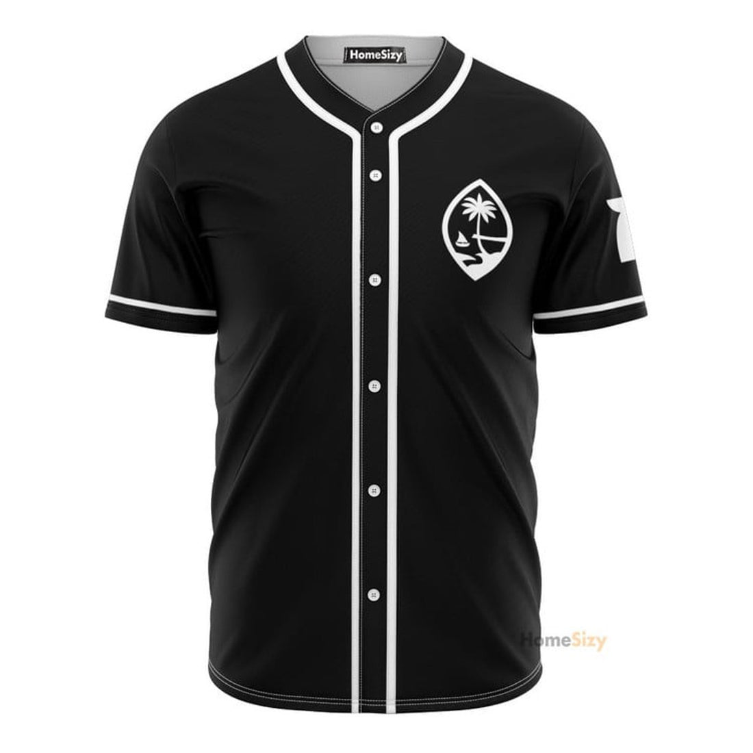 Guam Seal Chamoru Black And White - Baseball Jersey