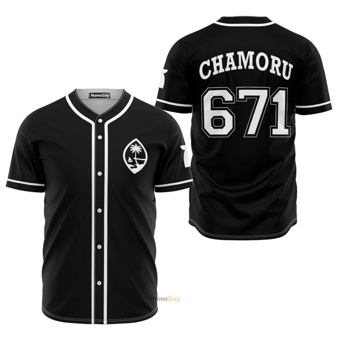 Guam Seal Chamoru Black And White - Baseball Jersey