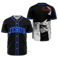 Jesus God's Hug Black And Blue - Baseball Jersey