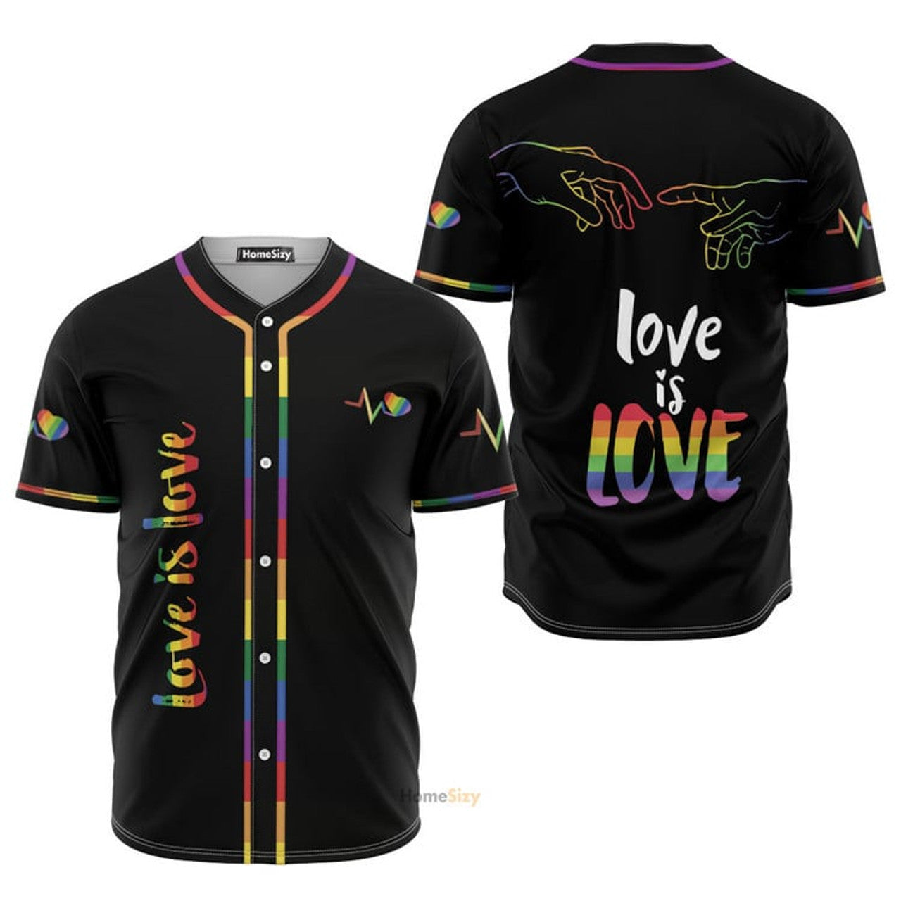 Lgbt Love Is Love Heart Beats Pride - Baseball Jersey