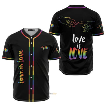 Lgbt Love Is Love Heart Beats Pride - Baseball Jersey