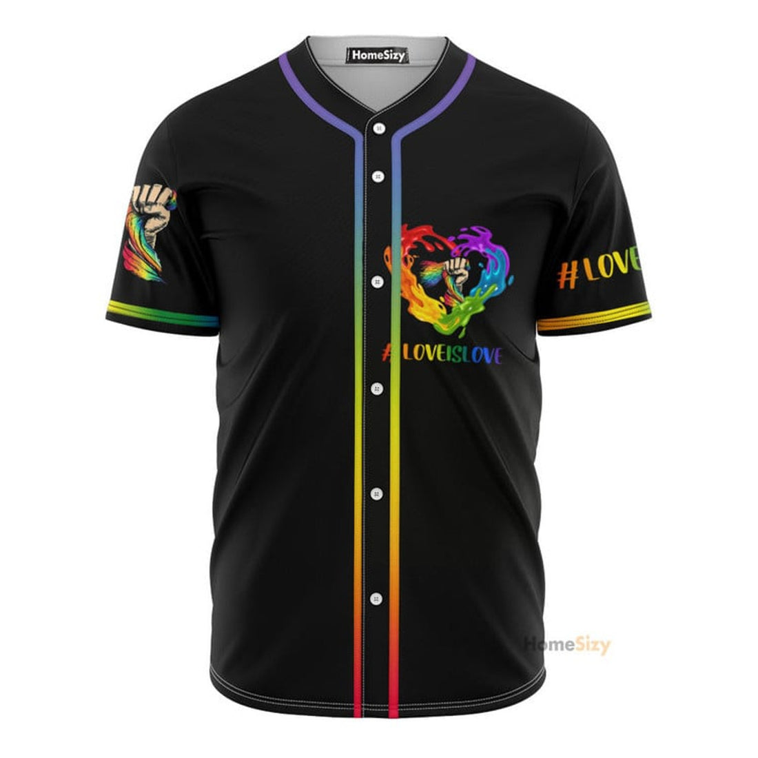 Lgbt Pride Love Is Love Rainbow Heart - Baseball Jersey