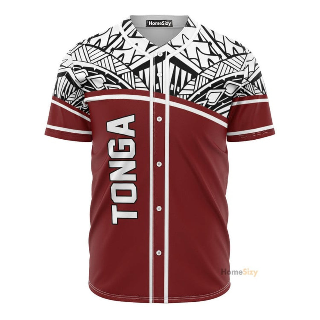 Tonga Polynesian Red Curve - Baseball Jersey