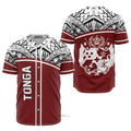 Tonga Polynesian Red Curve - Baseball Jersey
