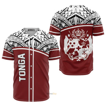 Tonga Polynesian Red Curve - Baseball Jersey