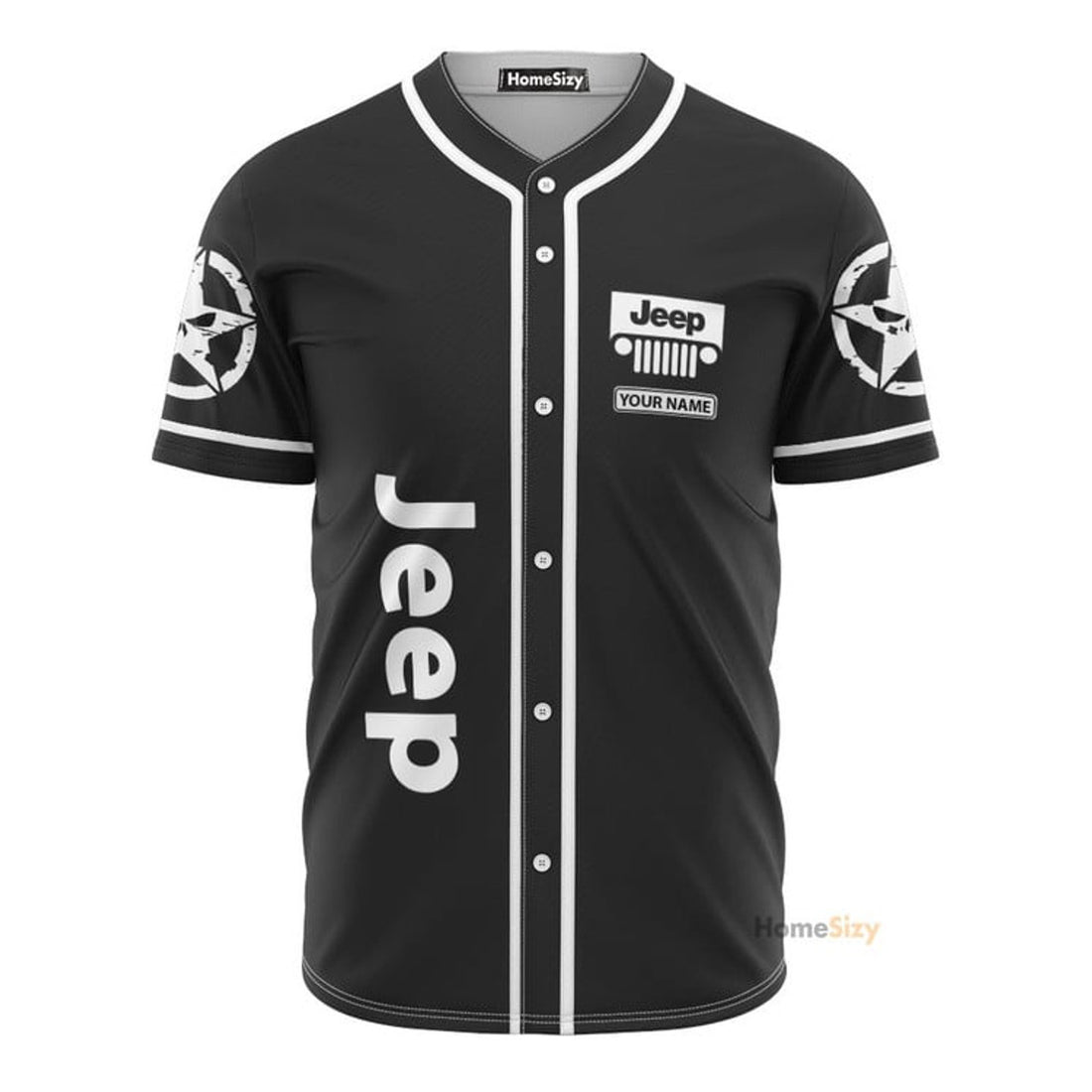 Custom Name Jeep Adventure Black - Personalized Baseball Jersey