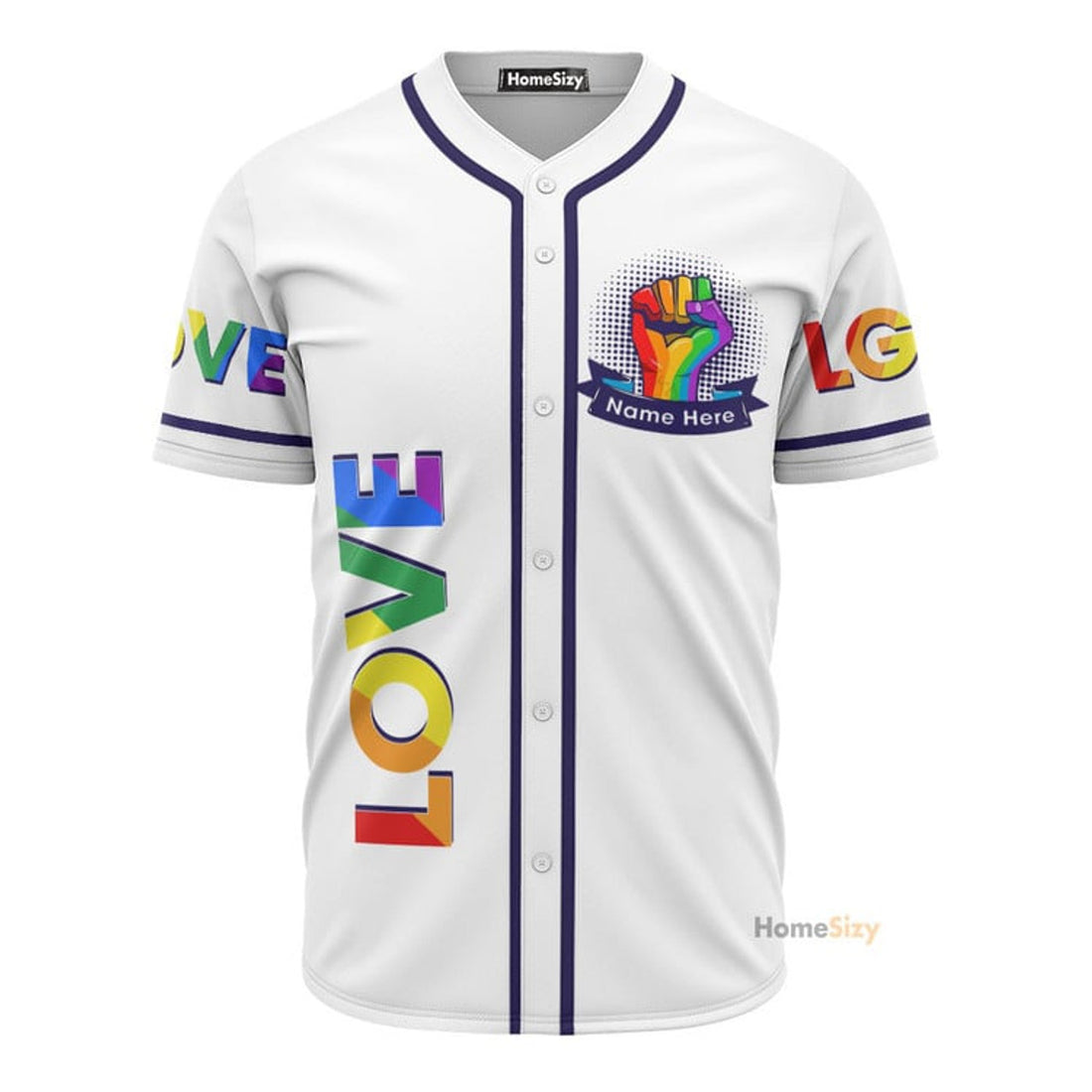 Custom Name LGBT Love White - Personalized Baseball Jersey