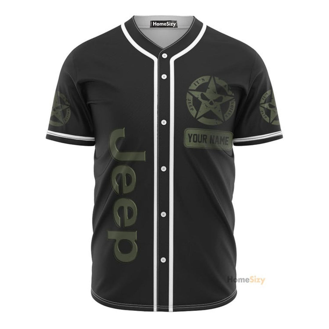 Custom Name Black Jeep - Personalized Baseball Jersey