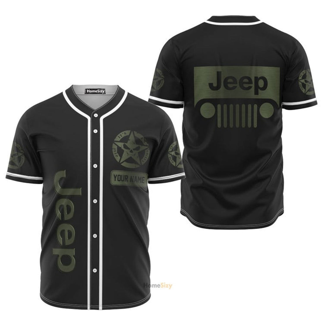 Custom Name Black Jeep - Personalized Baseball Jersey