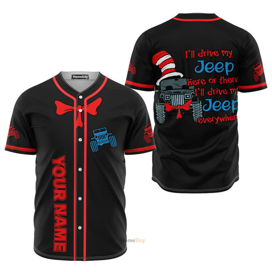 Custom Name Drive Jeep - Personalized Baseball Jersey
