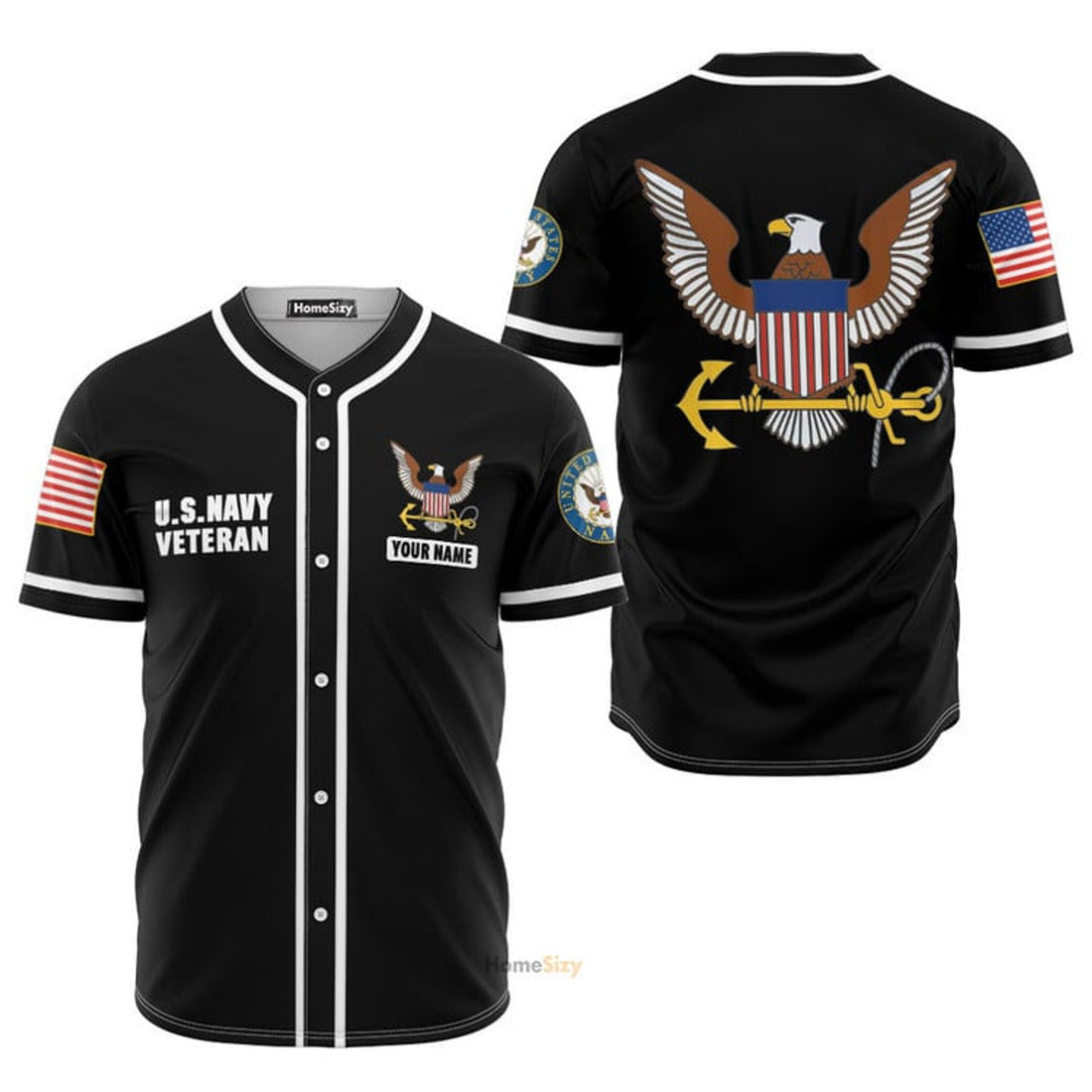 Custom Name Us Navy Veteran - Personalized Baseball Jersey