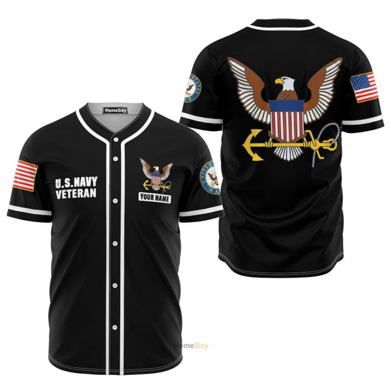 Custom Name Us Navy Veteran - Personalized Baseball Jersey