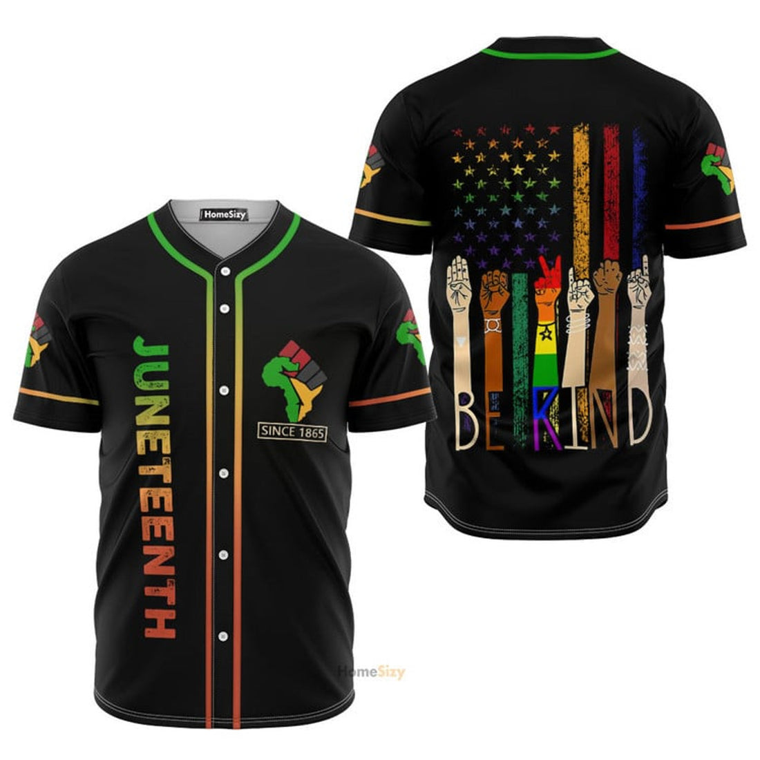 Juneteenth Since 1865 Be Kind - Baseball Jersey
