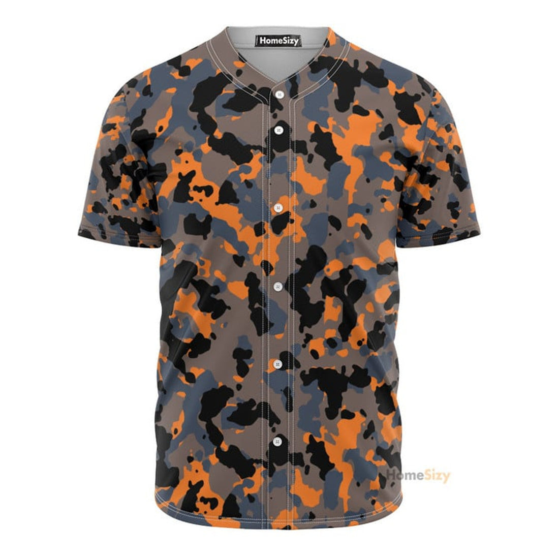 Black And Orange Camouflage - Baseball Jersey