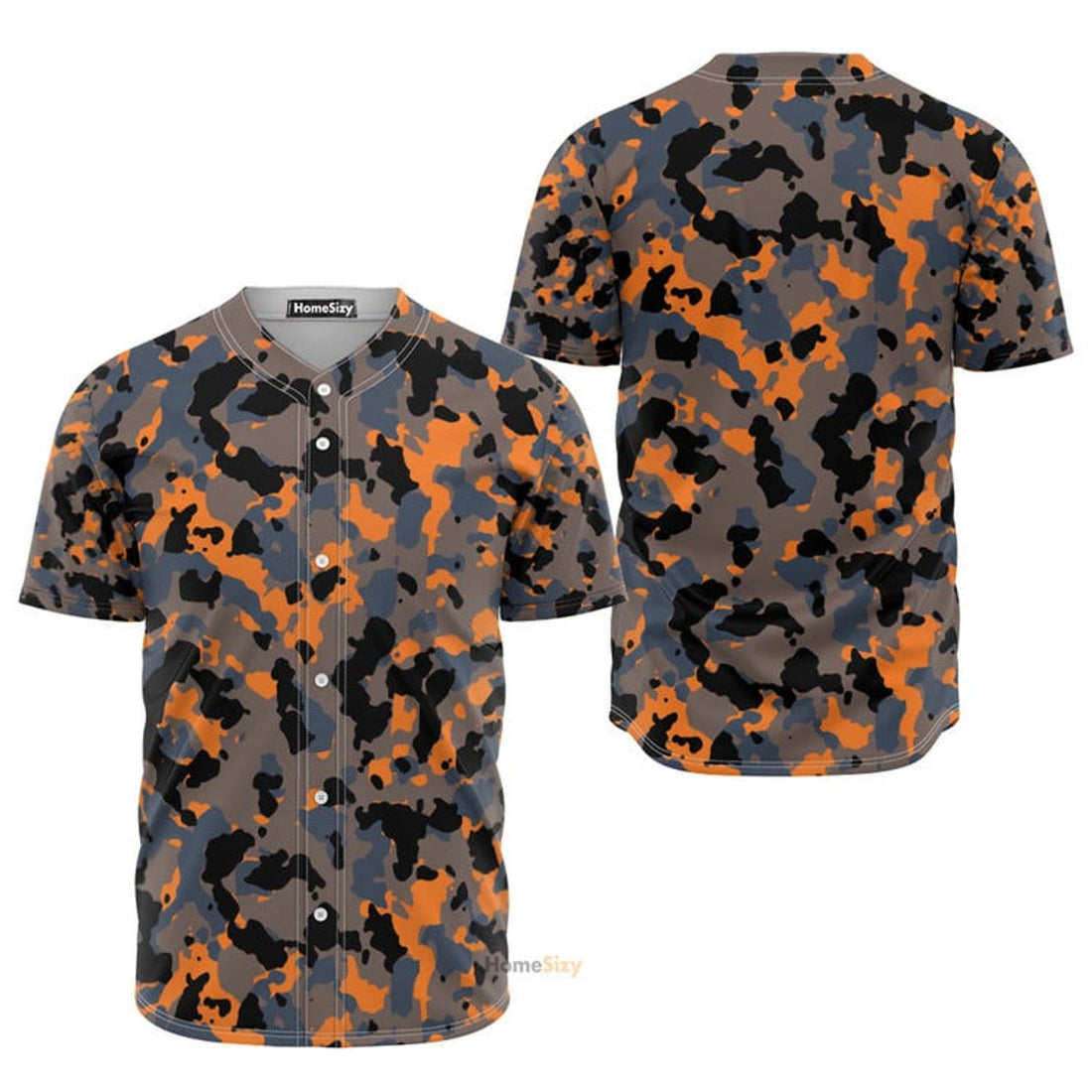 Black And Orange Camouflage - Baseball Jersey