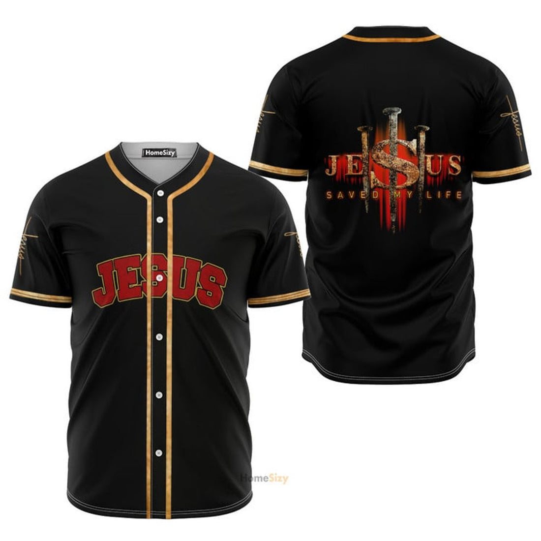 Jesus Red And Golden - Baseball Jersey