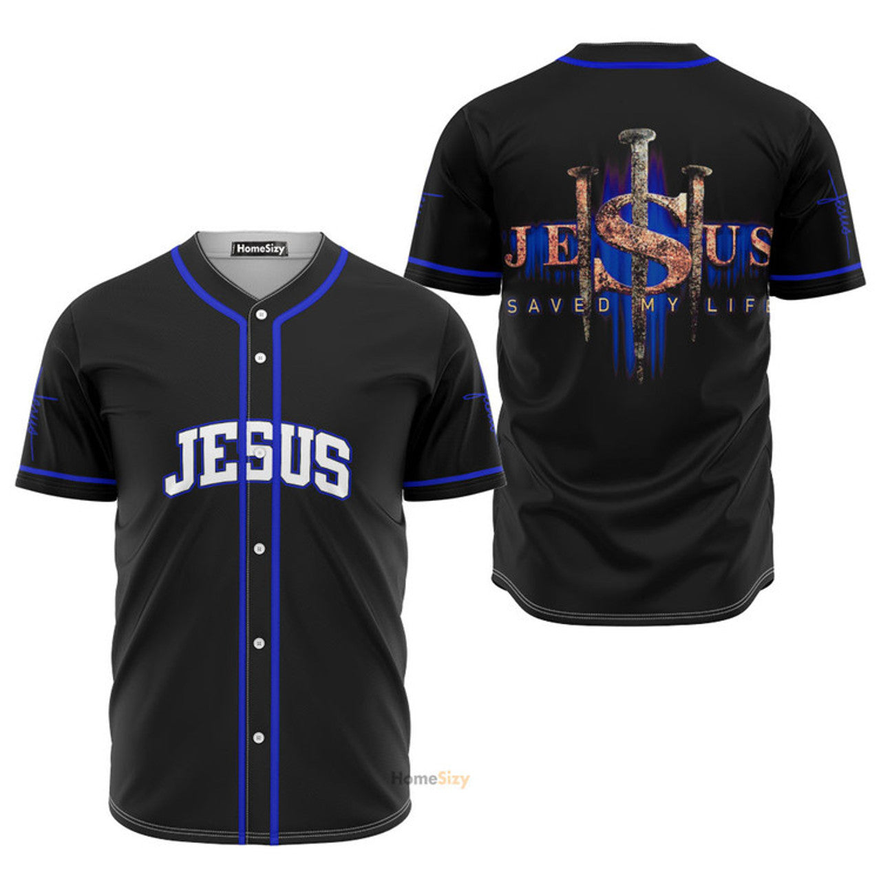 Jesus Black And Blue - Baseball Jersey