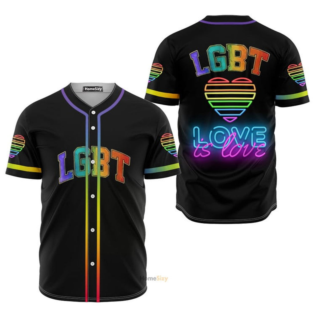 LGBT Pride Love Is Love Rainbow Black - Baseball Jersey