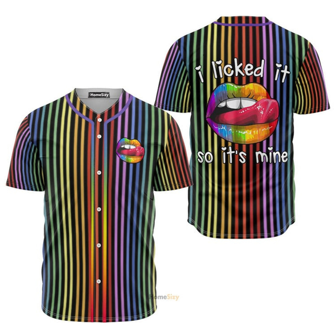 Lgbt Pride Lips On Vertical Rainbow - Baseball Jersey