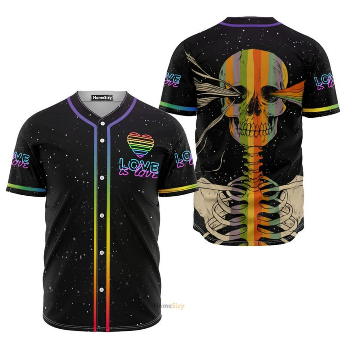 Skull Lgbt Love Is Love - Baseball Jersey