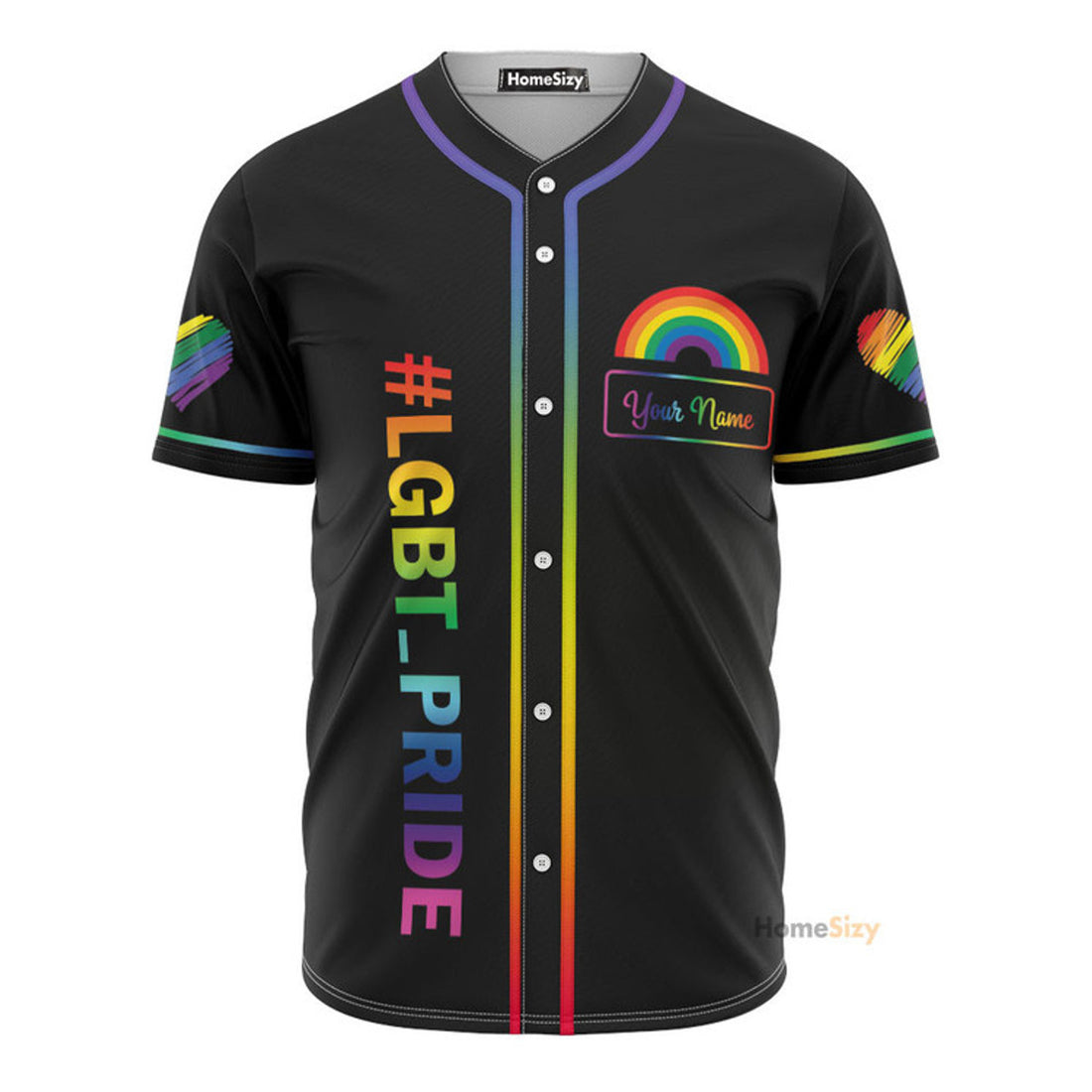 Custom Name LGBT Black Phase Pride - Personalized Baseball Jersey
