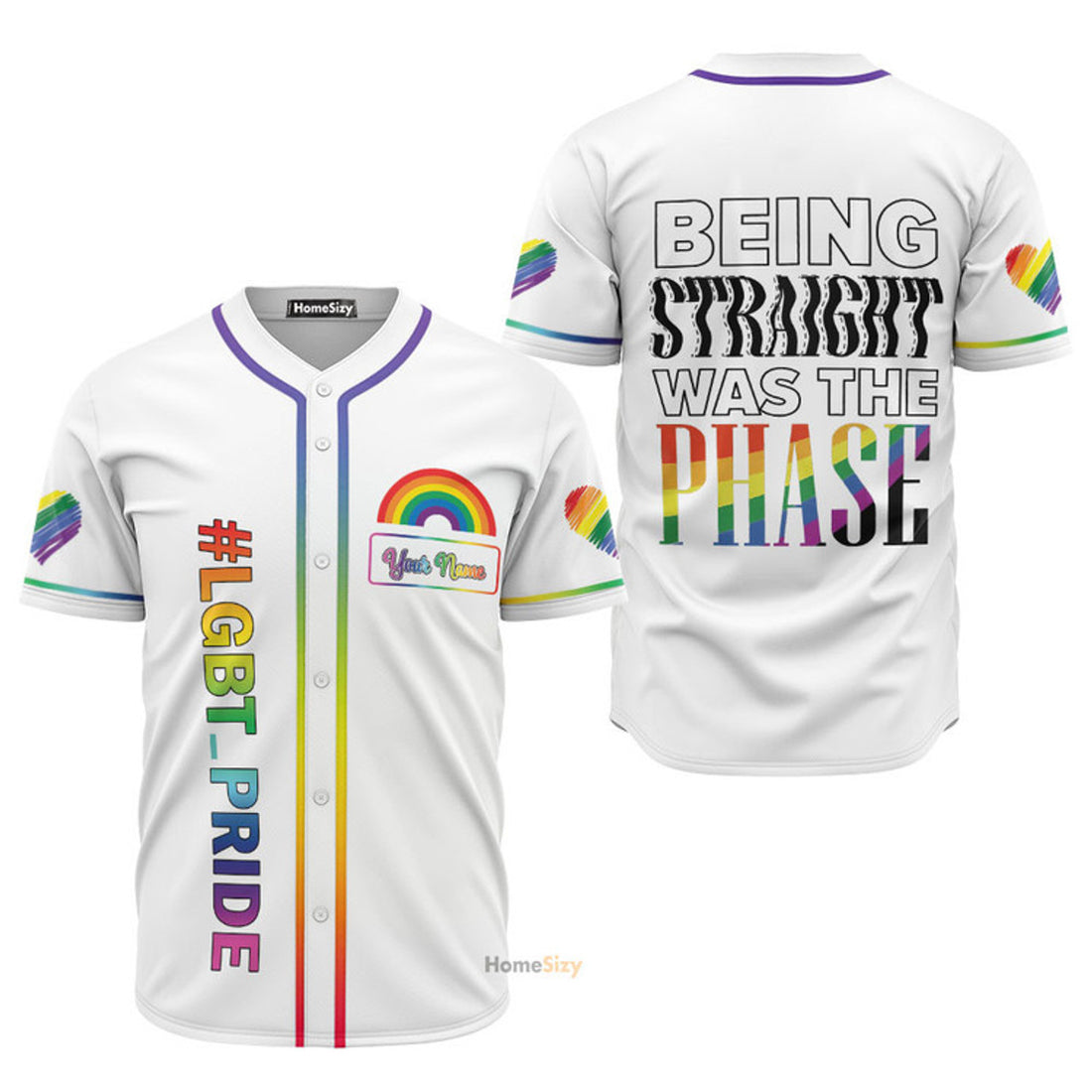 Custom Name LGBT White Phase Pride - Personalized Baseball Jersey MTC105264