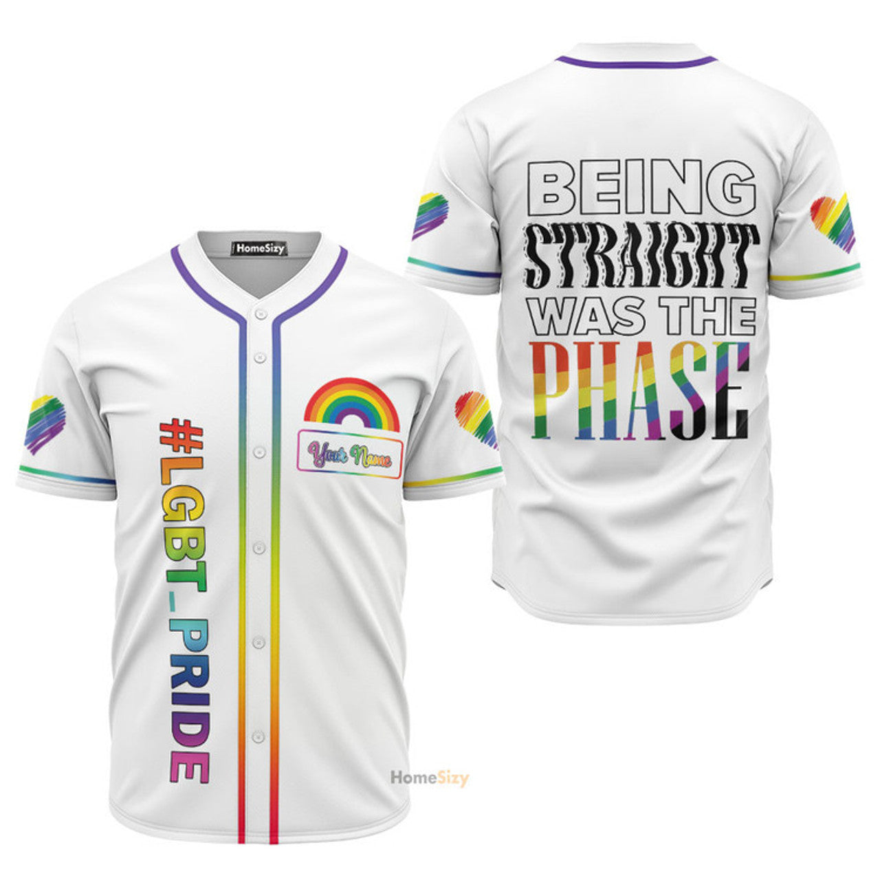 Custom Name LGBT White Phase Pride - Personalized Baseball Jersey MTC105264