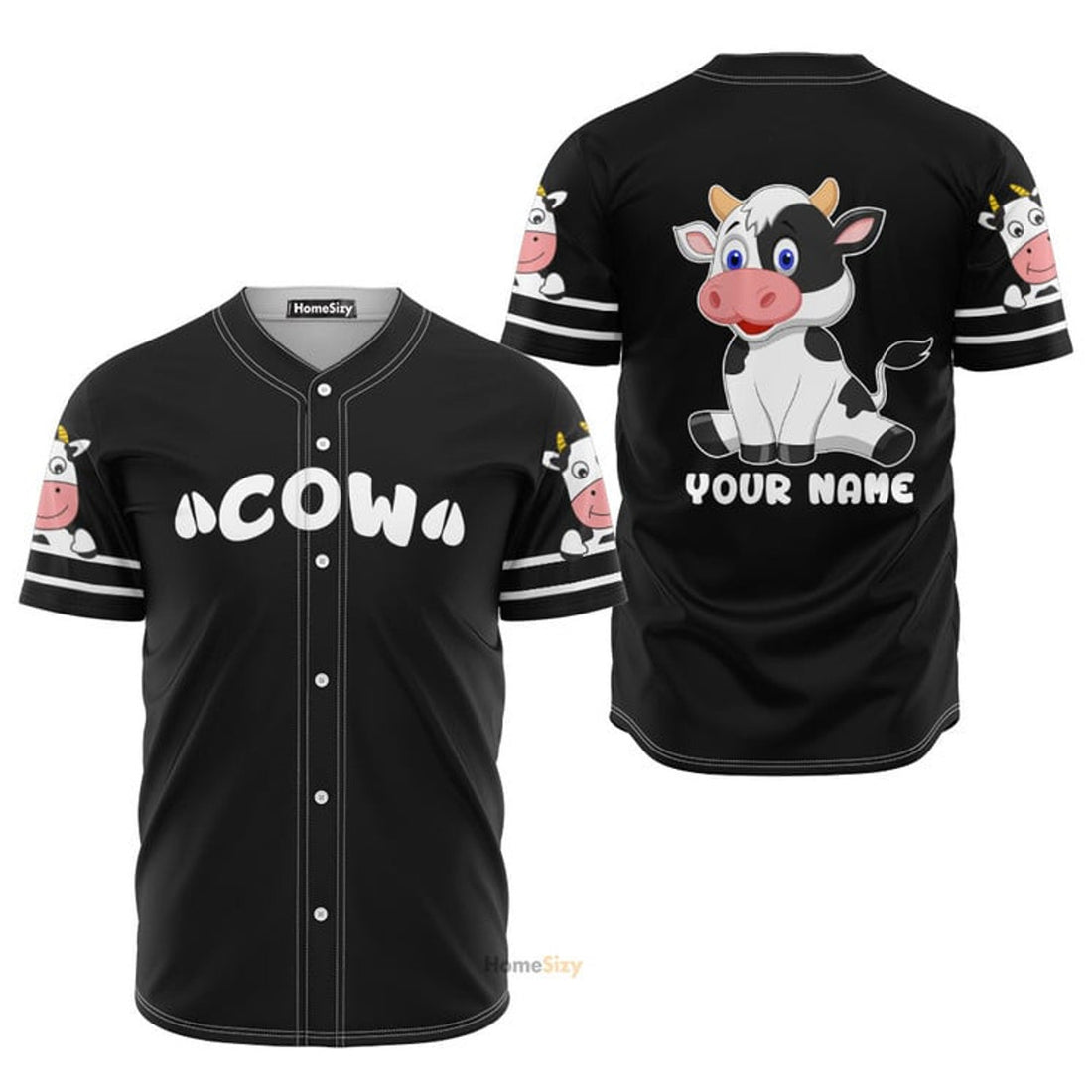 Custom Name Love Cute Cow - Personalized Baseball Jersey