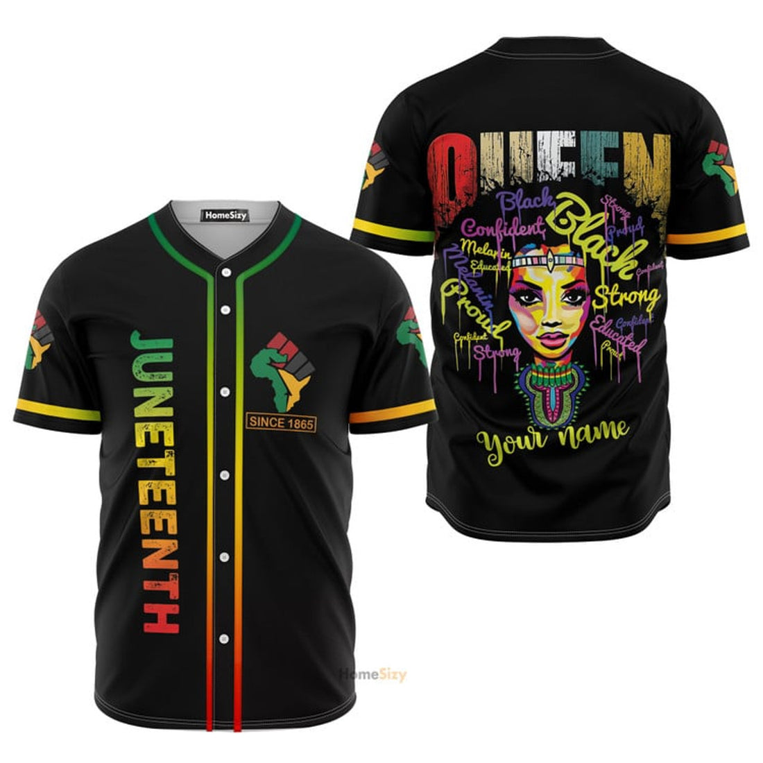 Custom Name Juneteenth Since 1865 Black Queen - Personalized Baseball Jersey