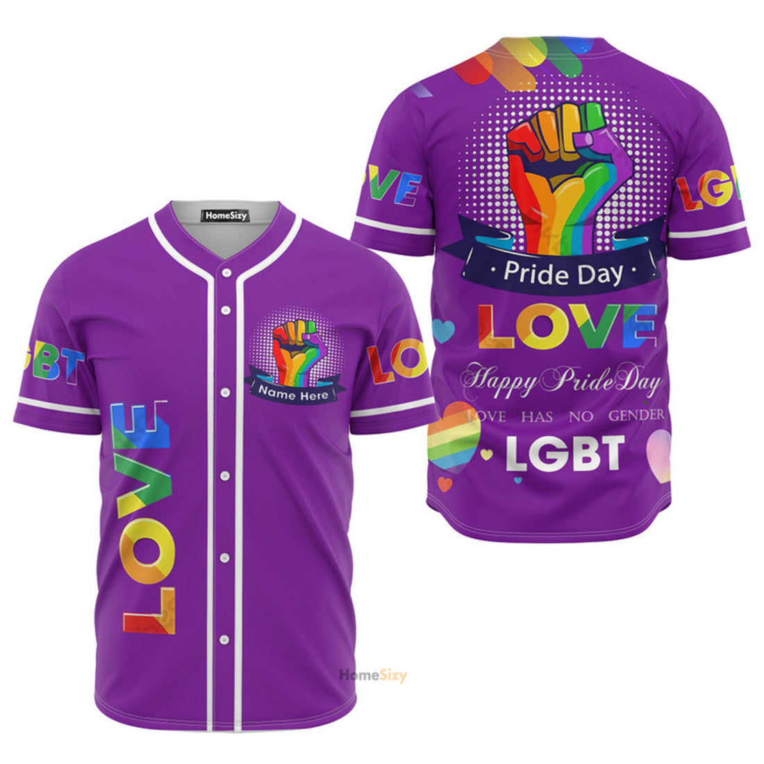 Custom Name LGBT Love - Personalized Baseball Jersey