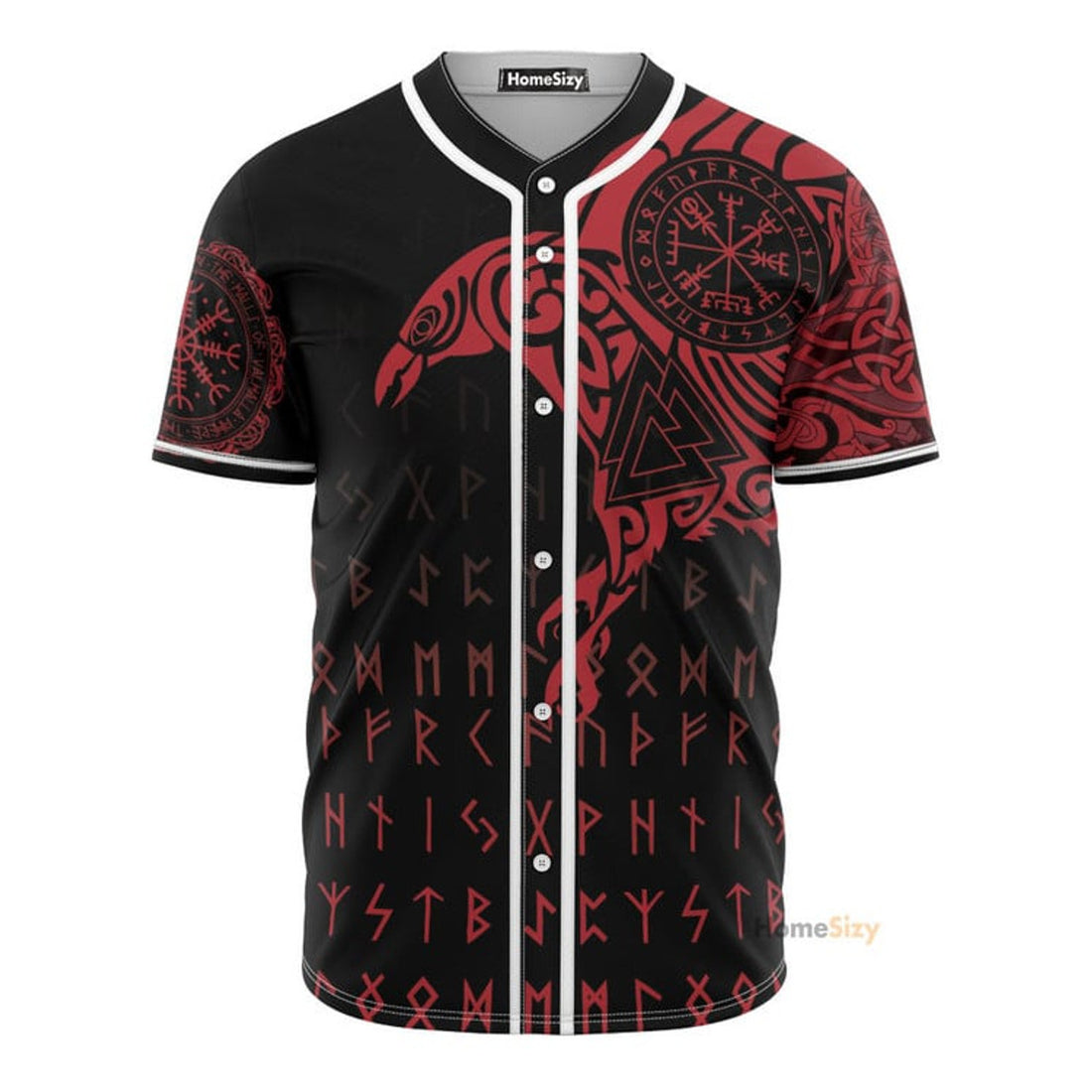 Viking Raven Black Red - Baseball Jersey
