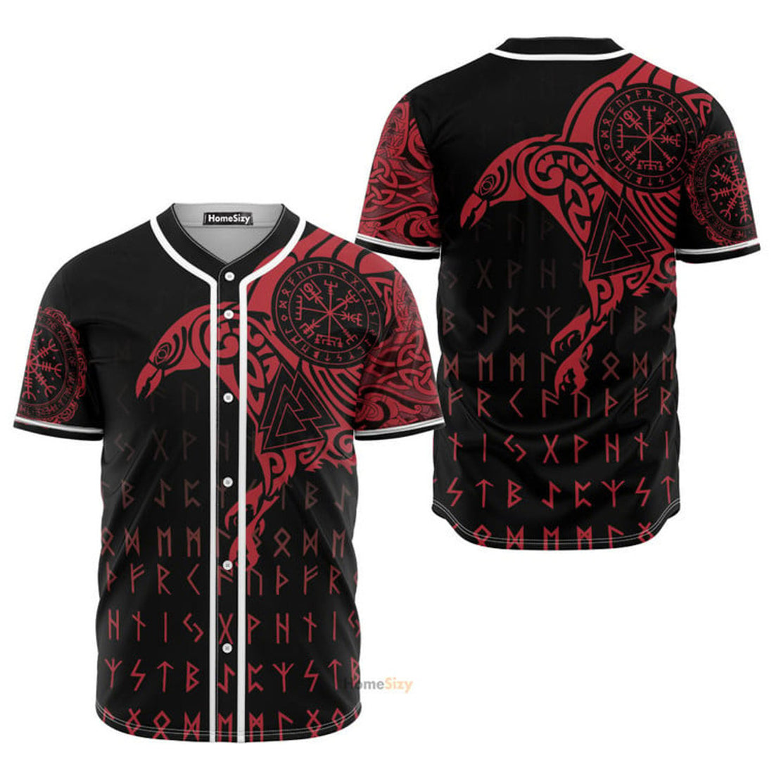 Viking Raven Black Red - Baseball Jersey