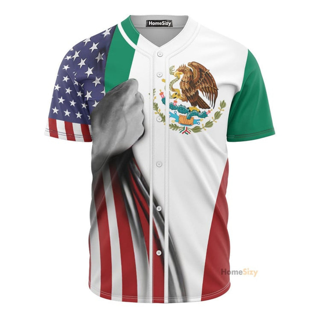 Mexico Flag Eagle - Baseball Jersey