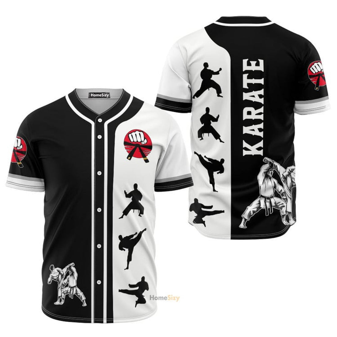 Karate Black And White - Baseball Jersey