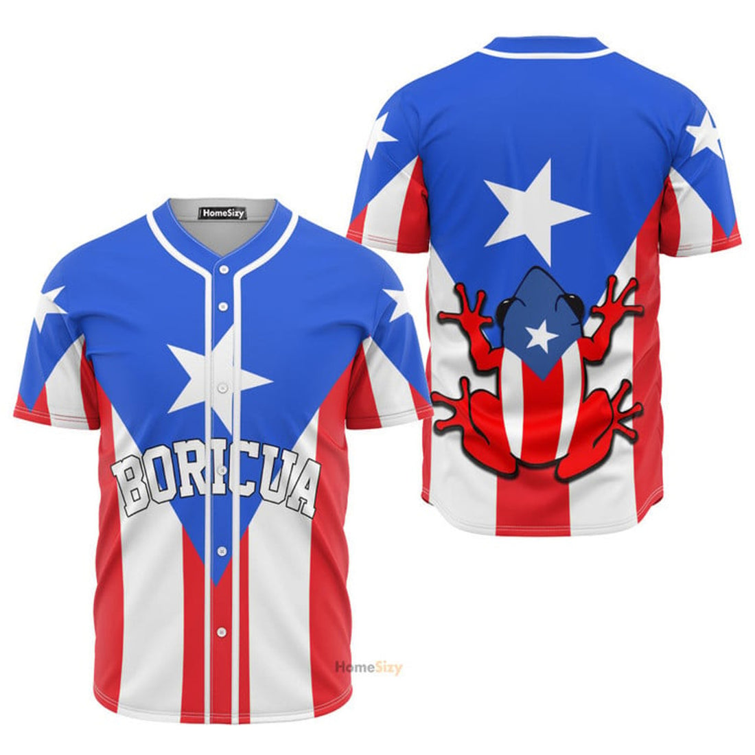Puerto Rico Frog Boricua Flag - Baseball Jersey