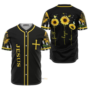 Amazing Sunflower And Jesus - Baseball Jersey