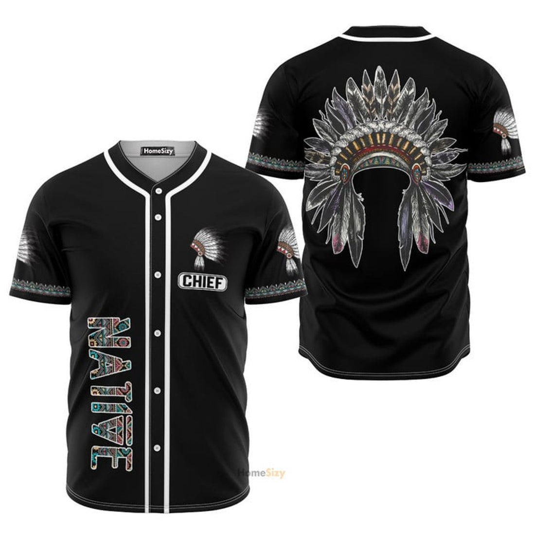 Custom Name Native American Feathers Headdress - Personalized Baseball Jersey