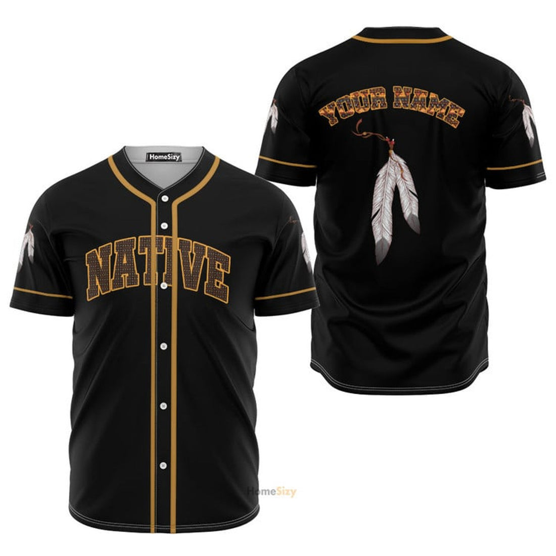 Custom Name Native American Feathers - Personalized Baseball Jersey