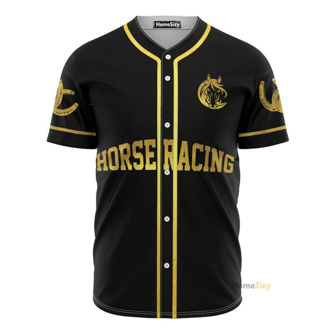 Horse Racing Golden - Personalized Baseball Jersey